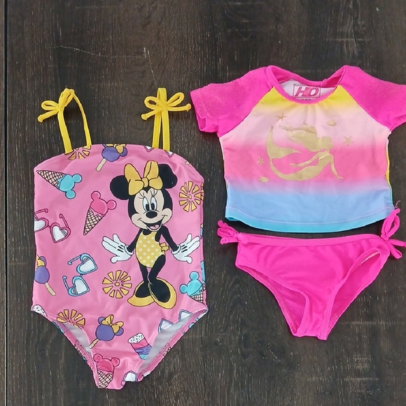Disney Other - Pink and Yellow Minnie Mouse Swimsuit Set--- (2) Swimsuits